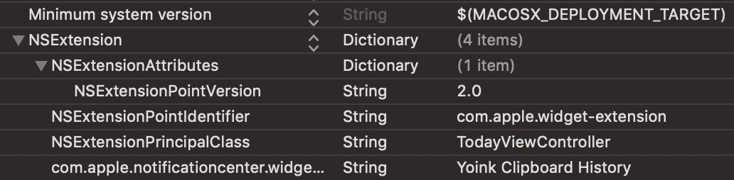 NSExtensionPointVersion in Info.plist