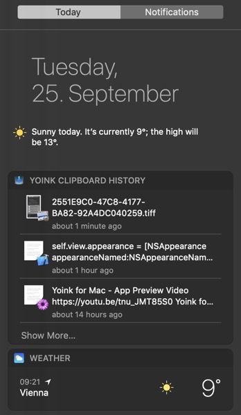 Widget with correct appearance in Dark Mode on macOS Mojave