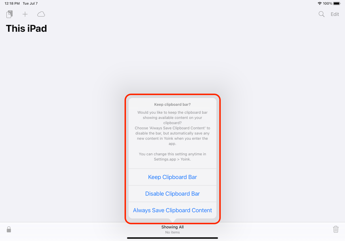 Screenshot of new settings options